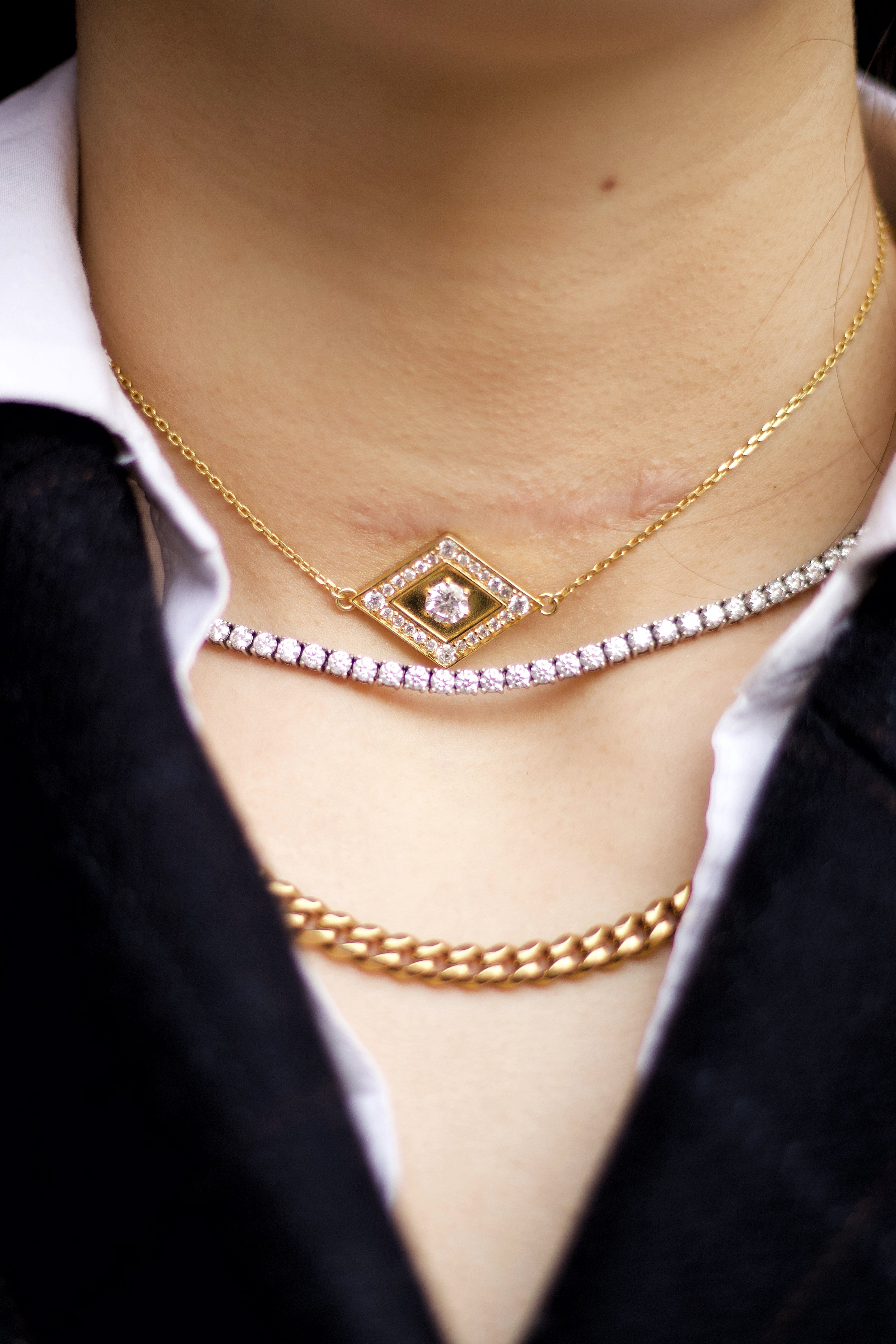 FLOATING DIAMOND MOISSANITE CHOKER